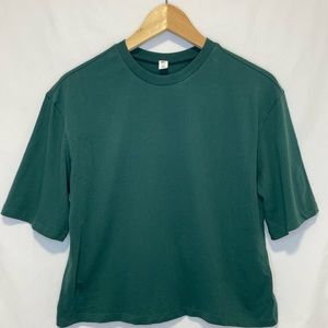 Casual Dark Green Crop Top T-Shirt